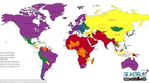 全球同性恋旅行安全指数地图，去这些地方可能被判死刑